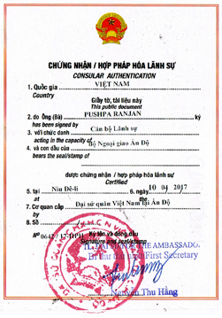 Birth Certificate legalization from Vietnam Embassy in Udaipur Archives